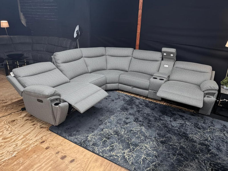 Hercules Express Fabric Electric Recliner Modular Corner Sofa With Cupholders - USB Charging Ports, Storage
