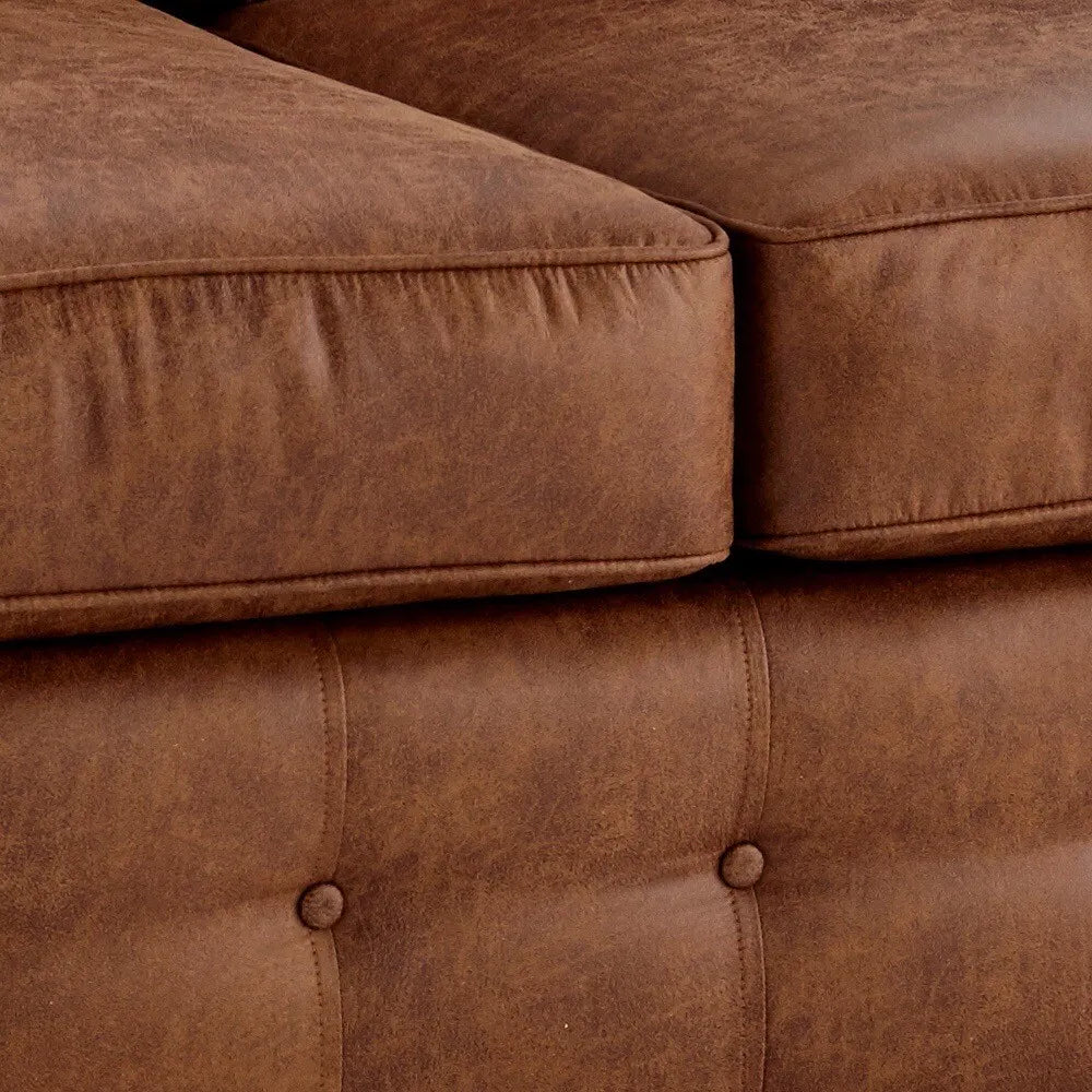 MNS Oakland Brown Faux Leather Large Corner Sofa Set