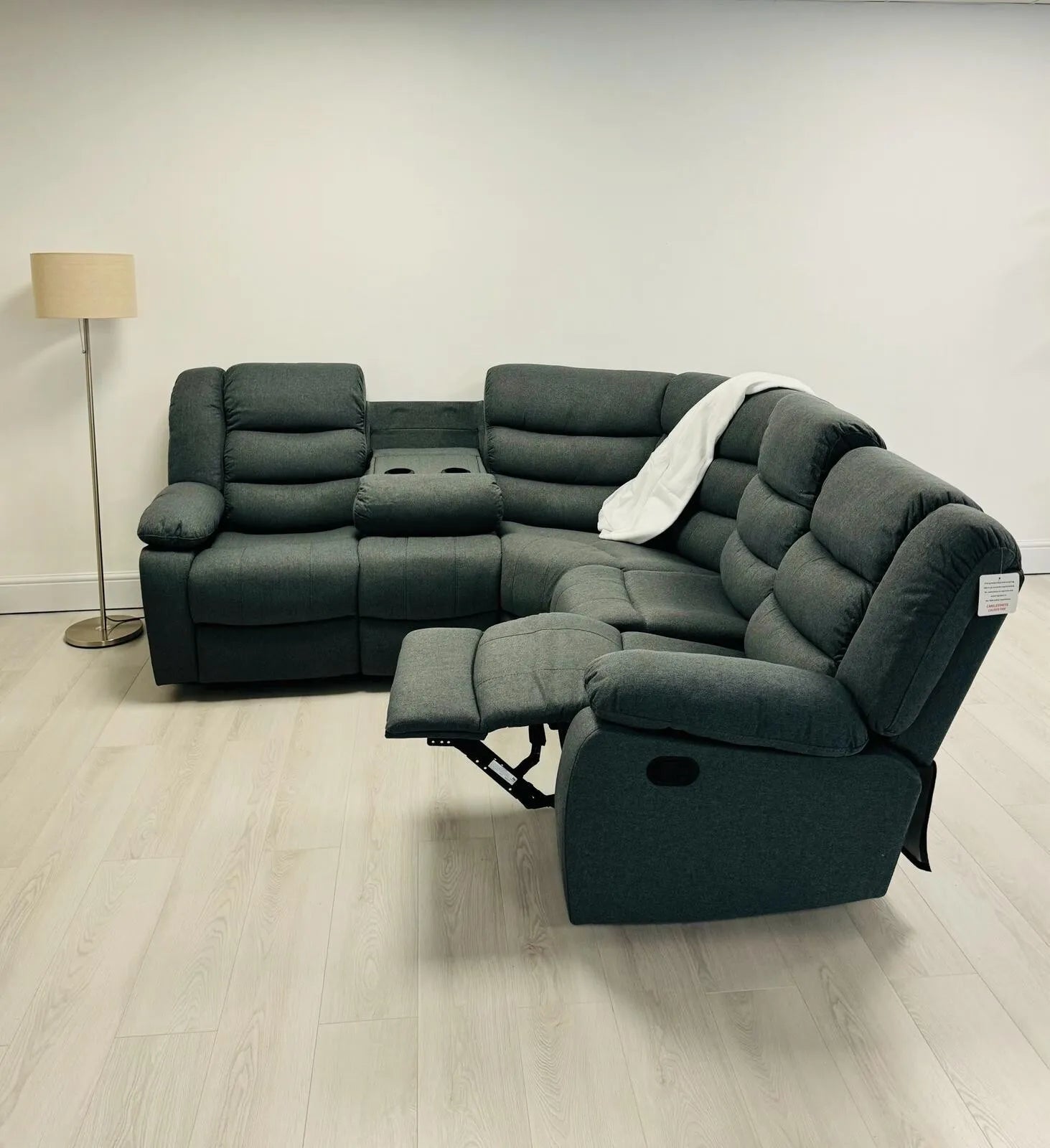 MNS Fabric Recliner Sofa Grey Manual Recliner Double Corner