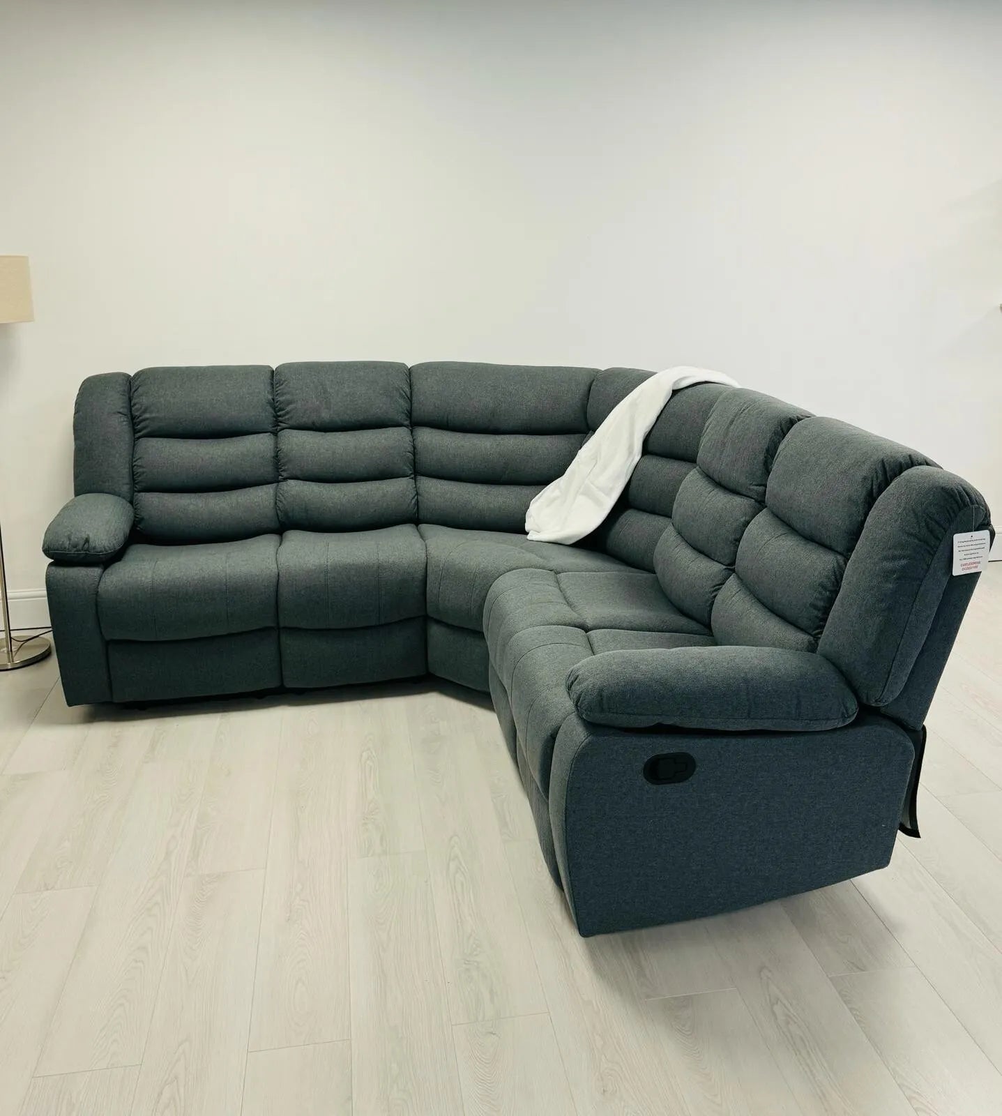 MNS Fabric Recliner Sofa Grey Manual Recliner Double Corner