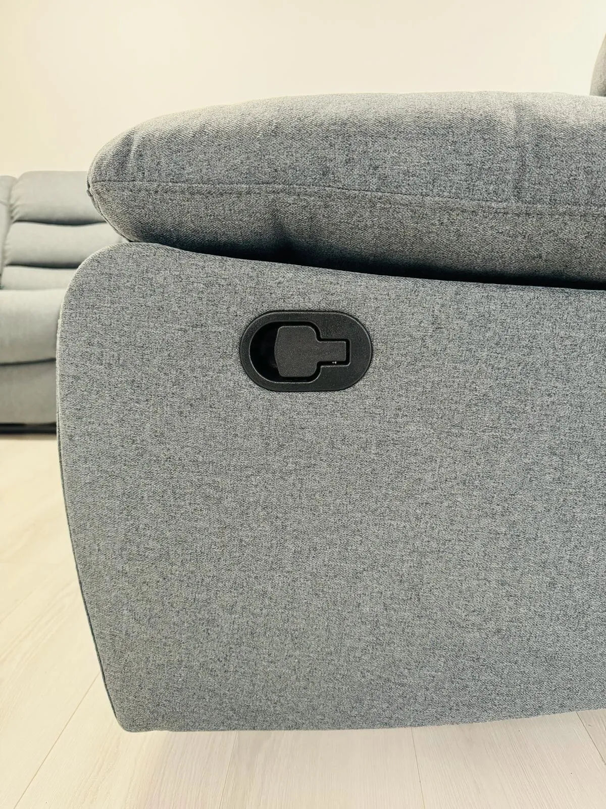 MNS Fabric Recliner Sofa Grey Manual Recliner Double Corner