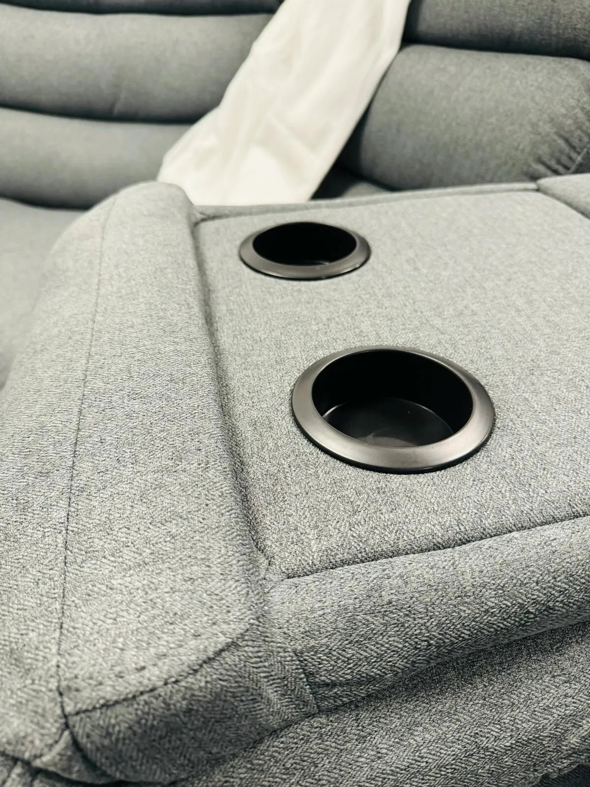 MNS Fabric Recliner Sofa Grey Manual Recliner Double Corner