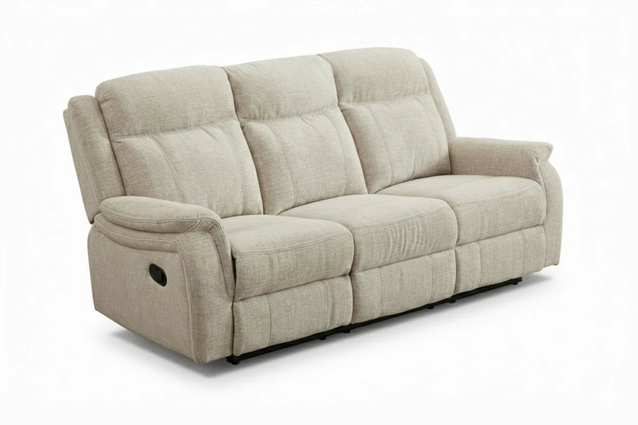MNS Siyara Fabric Manual Recliner Sofa Set 3+2 Seater Beige - 3 and 2 Seater Recliner Sofa