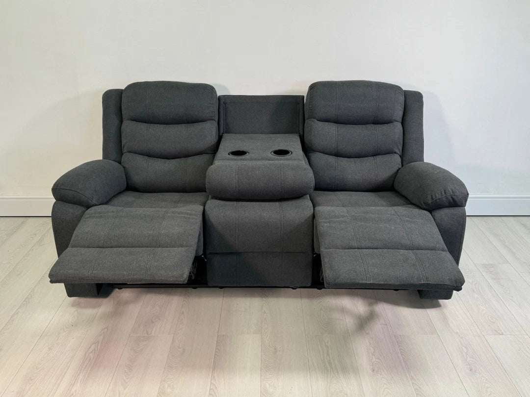 MNS Fabric Manual Recliner Sofa Set 3+2 Chenille Fabric with Cupholders