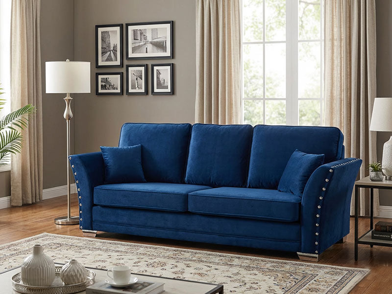 Blueberry Plush Velvet Corner Sofa, 3 Seater, 2 Seater Sofa in Velvet Fabric
