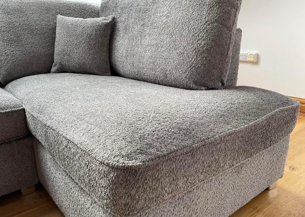 Cinema Sofa U -Shape Sofa Grey Boucle Teddy Fabric L-Shape Corner Sofa