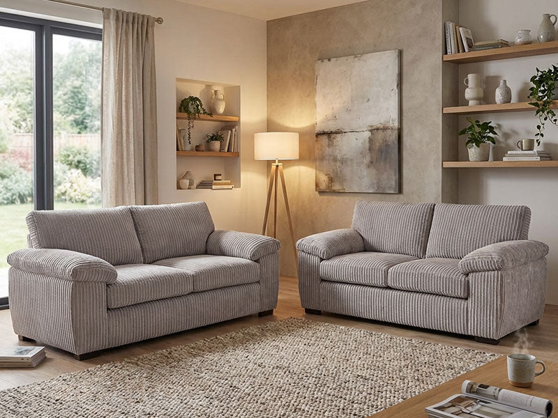 MNS Luxury Jumbo Cord Collection Armchair, 2-Seater, 3-Seater, 3+2 Seater L-Shape Sofa