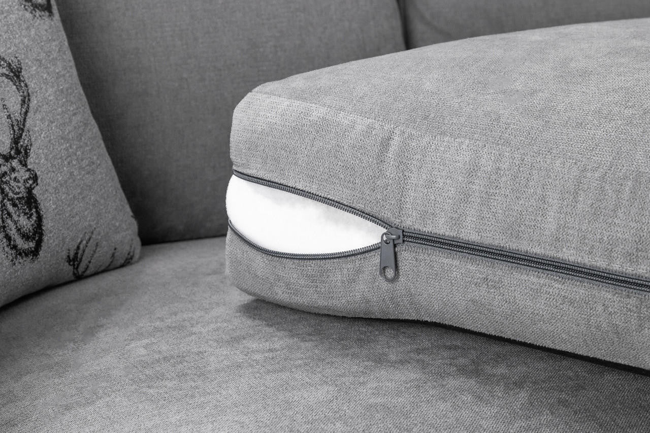 Luxury Kensington/Verona Fullback Grey Fabric Corner Sofa Set - 3,2 Seaters
