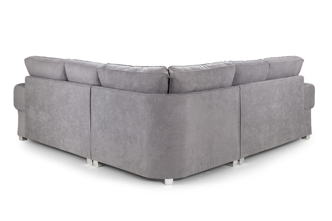 Luxury Kensington/Verona Fullback Grey Fabric Corner Sofa Set - 3,2 Seaters