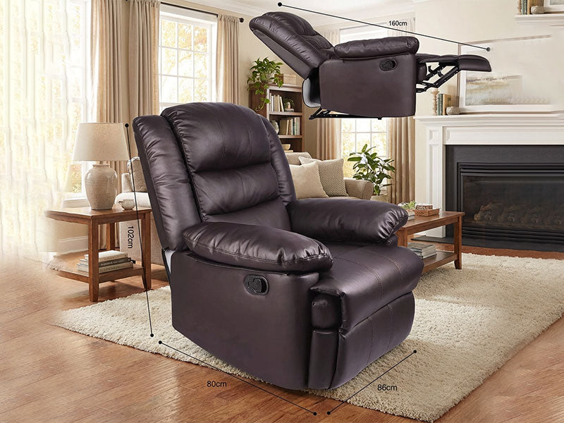 Leather Recliner Armchair Sofa Home Lounge Chair Cinema Reclining Gaming