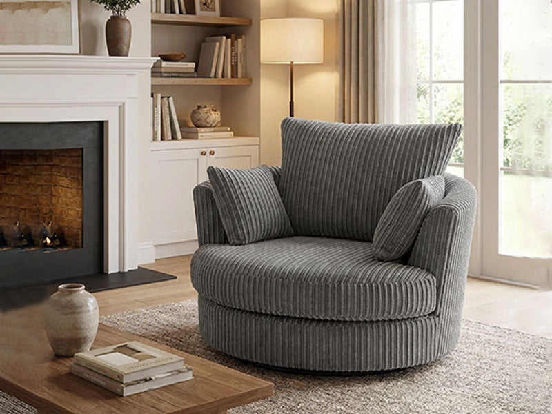 Jumbo Cord Swivel Chair Soft Cuddle