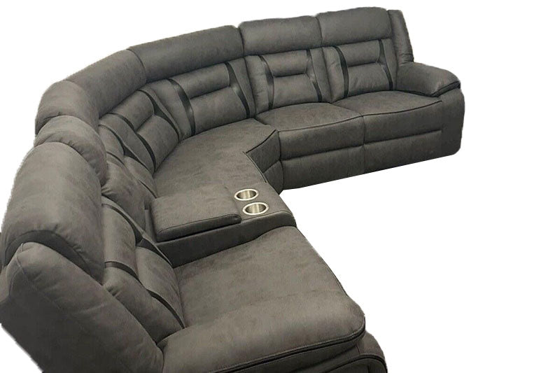 Nova Corner Electric Recliner Sofa In Grey With Black Trim