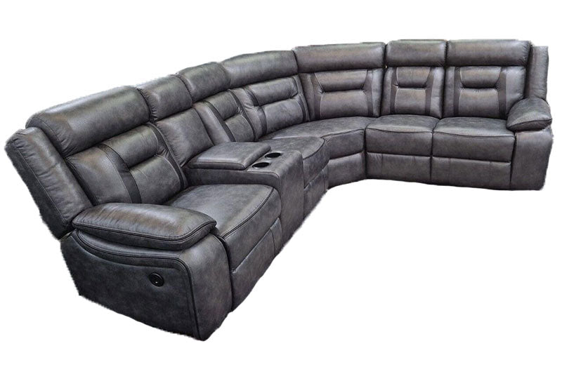 Nova Corner Electric Recliner Sofa In Grey With Black Trim