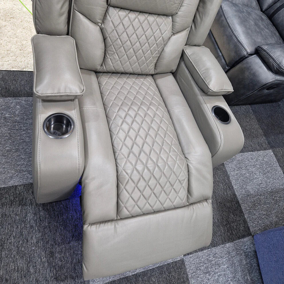 Orlando Grey Electric Recliner Armchair USB & Cup Holders