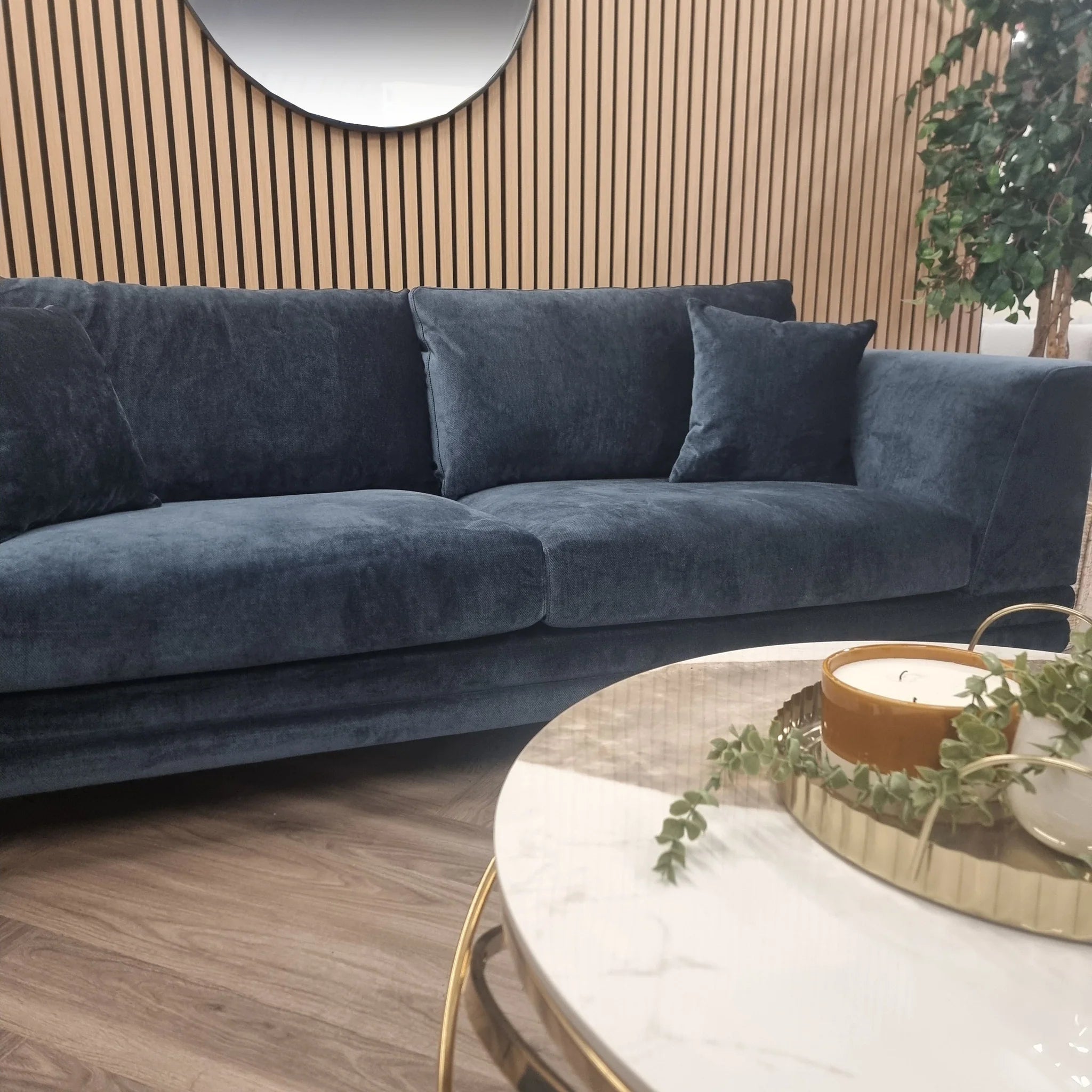 MNS Aluxo Lenox Sofa Range in Aegean Blue Velvet - 3 Seaters & 2 Seaters Sofa