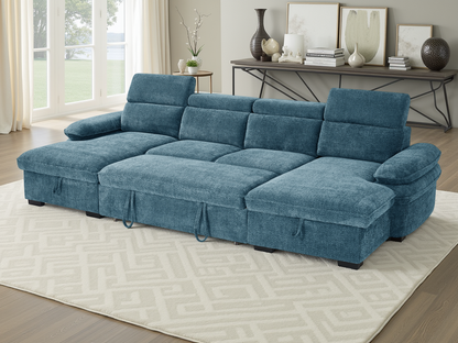 MNS Hudson Sofabed Blue U Shape Corner