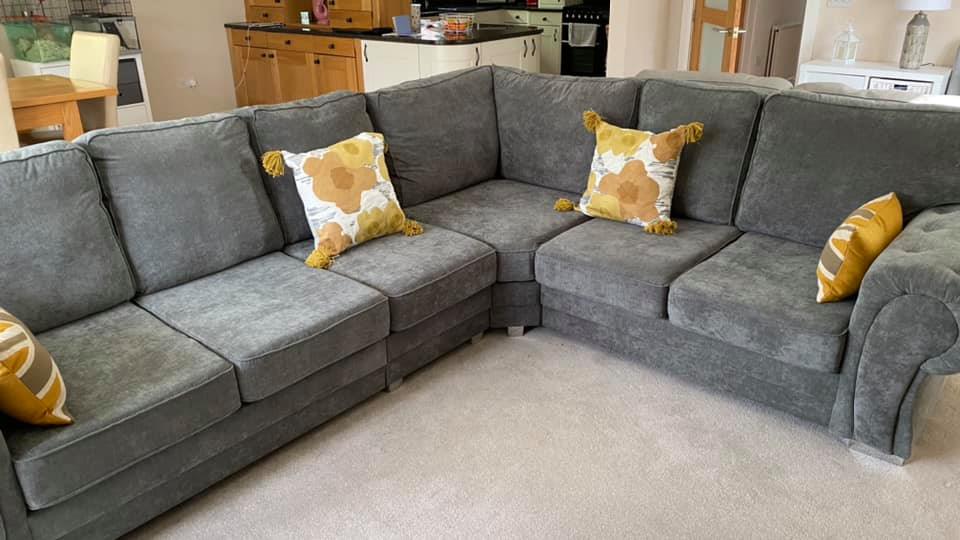 The Luxury Verona Grey Fabric Sofa 2C2 Large Corner is an elegant and spacious