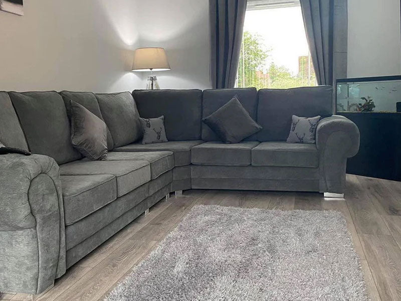 The Luxury Verona Grey Fabric Sofa - Large Corner Sofa - 6  Seaters