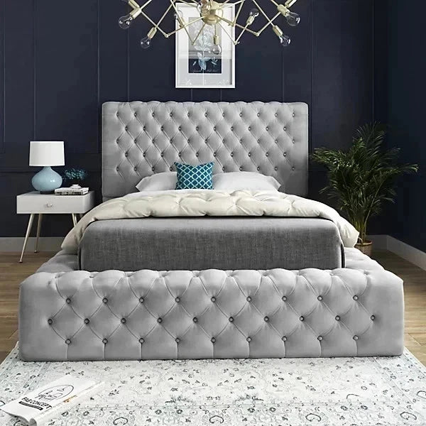 MNS Ambassador Bed Frame Upholstered Velvet Gas Lift Storage With Matteress