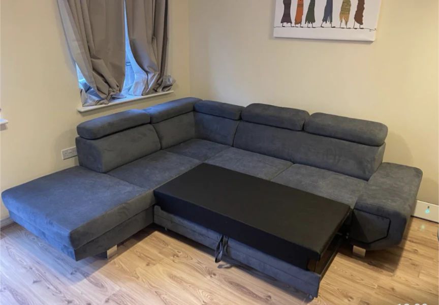 Artic Sofa Bed Grey Fabric With Storage