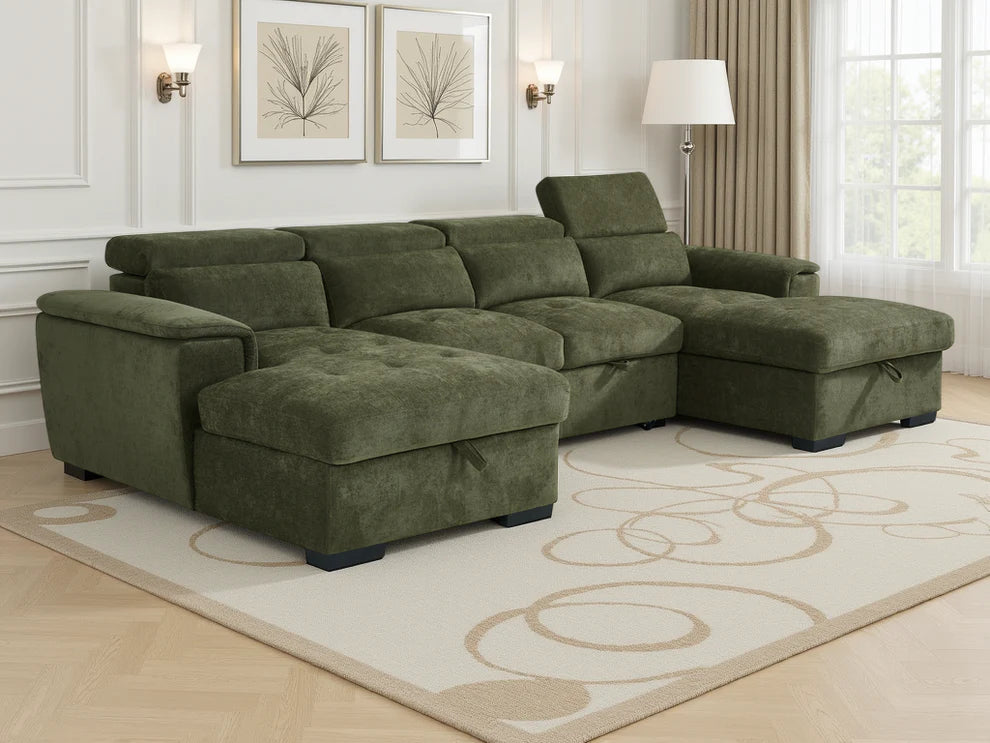 MNS Alaya Sofabed Green U Shape Corner