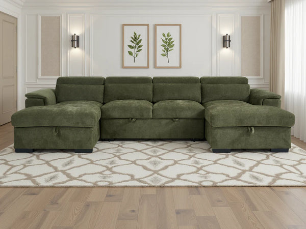 MNS Alaya Sofabed Green U Shape Corner