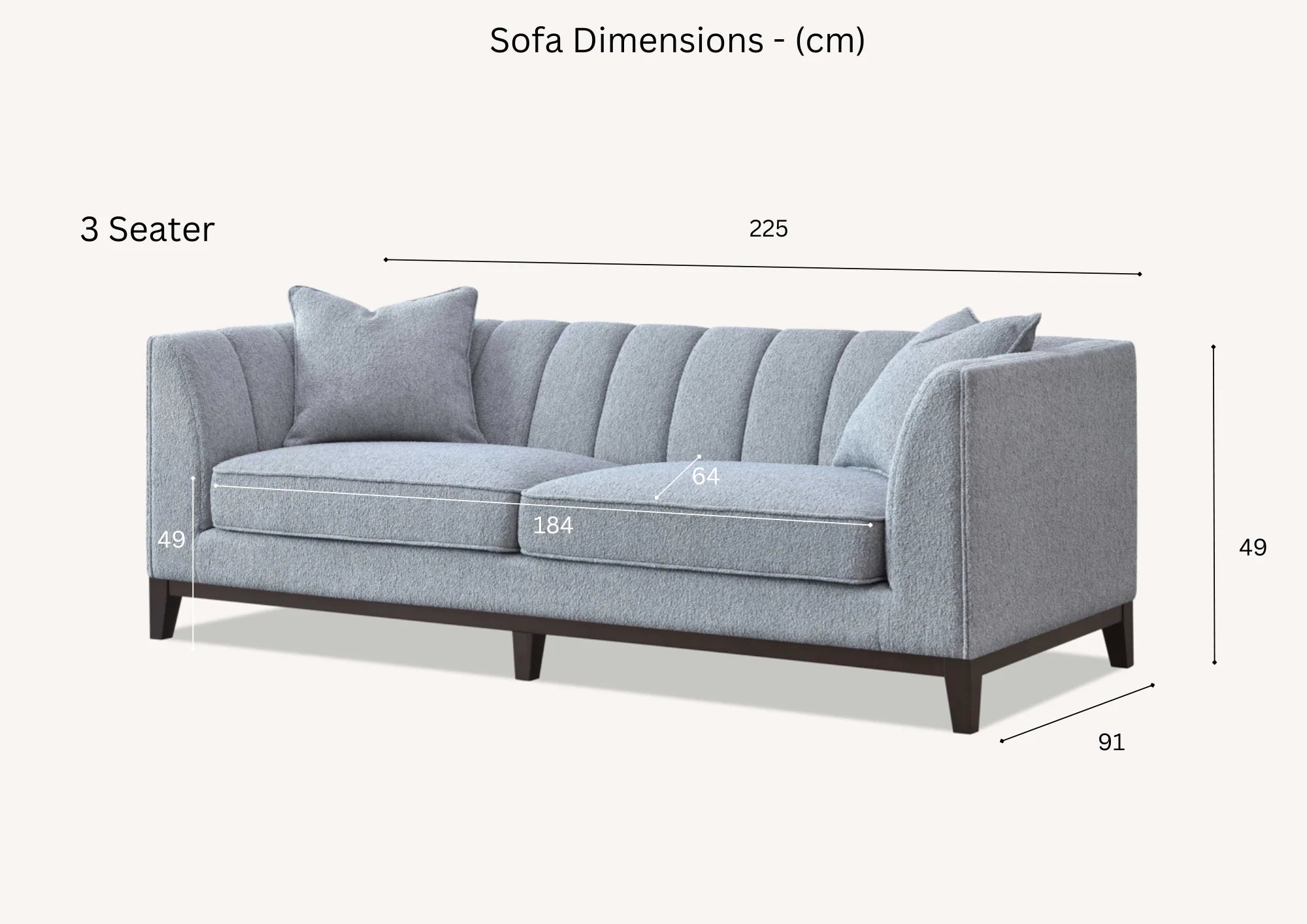 MNS Aluxo Cooper 3 Seater Sofa in Dolphin Boucle