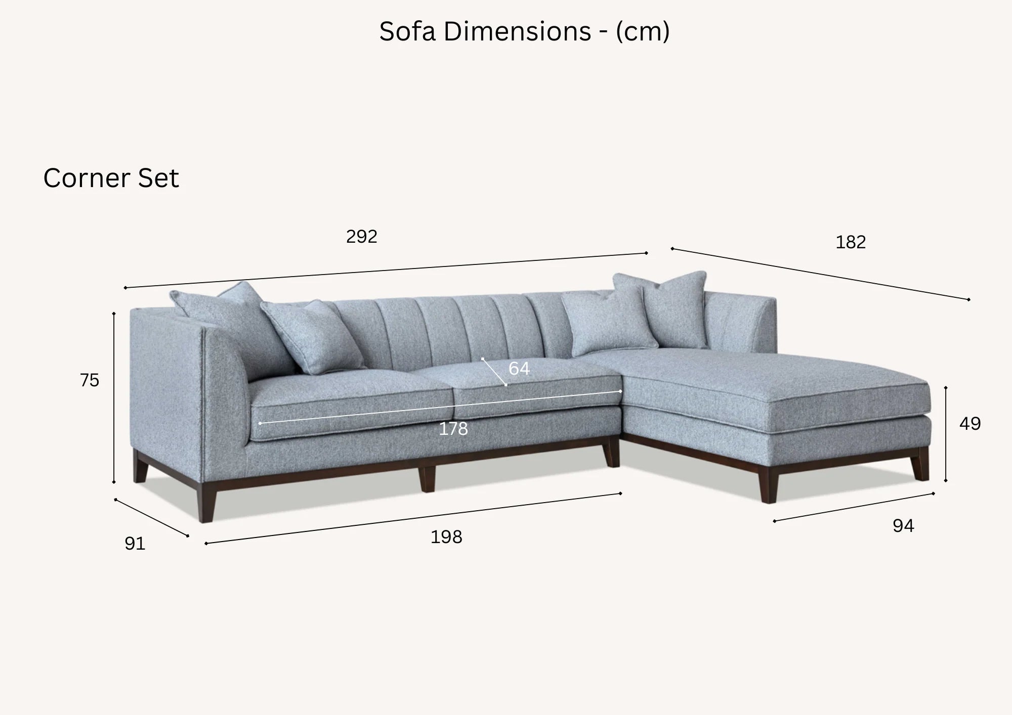 MNS Aluxo Cooper Right or Left Hand Corner Sofa in Dolphin Boucle