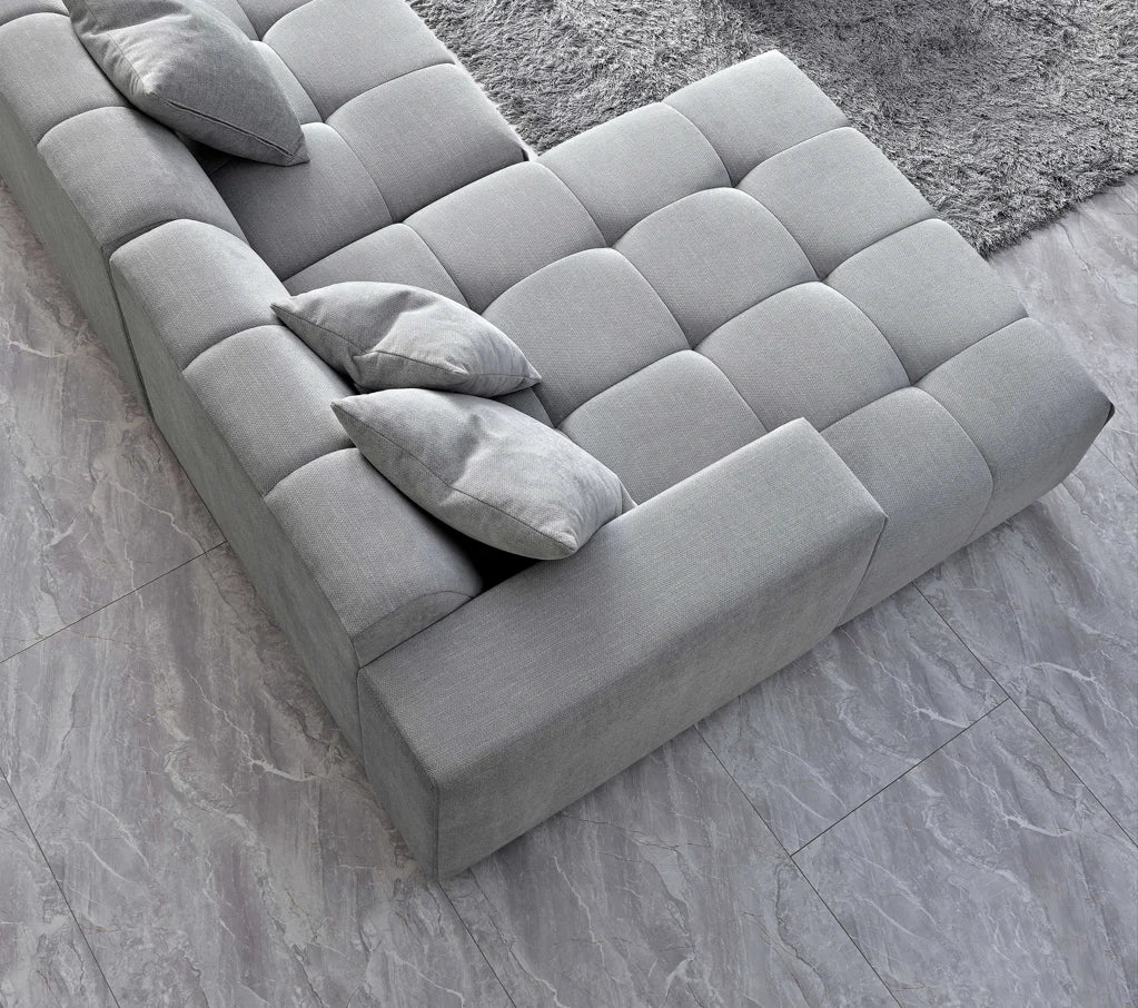 MNS Aluxo Leonard Left or Right Hand Corner Group in Cloudy Grey Boucle
