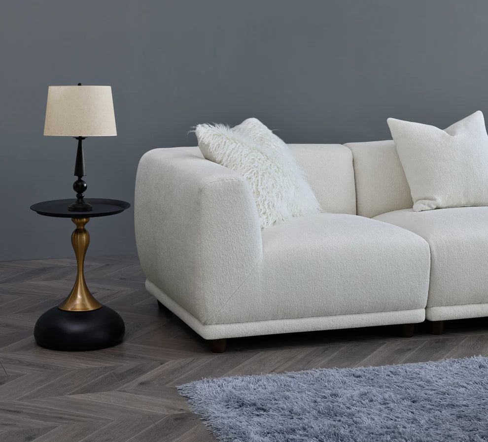 MNS Aluxo Lottie 5pc Modular Corner Sofa in Polar Boucle - L Shape Sofa - Customisable Layout
