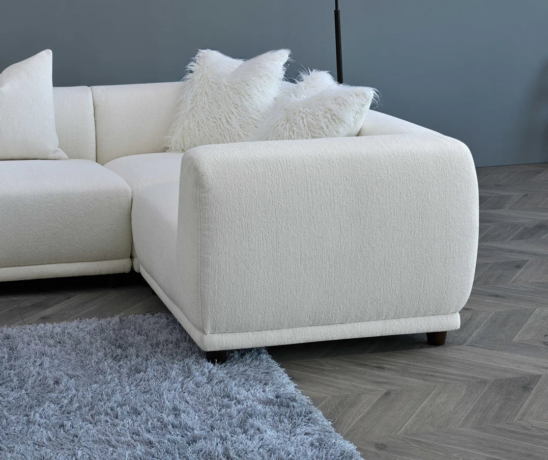 MNS Aluxo Lottie 5pc Modular Corner Sofa in Polar Boucle - L Shape Sofa - Customisable Layout