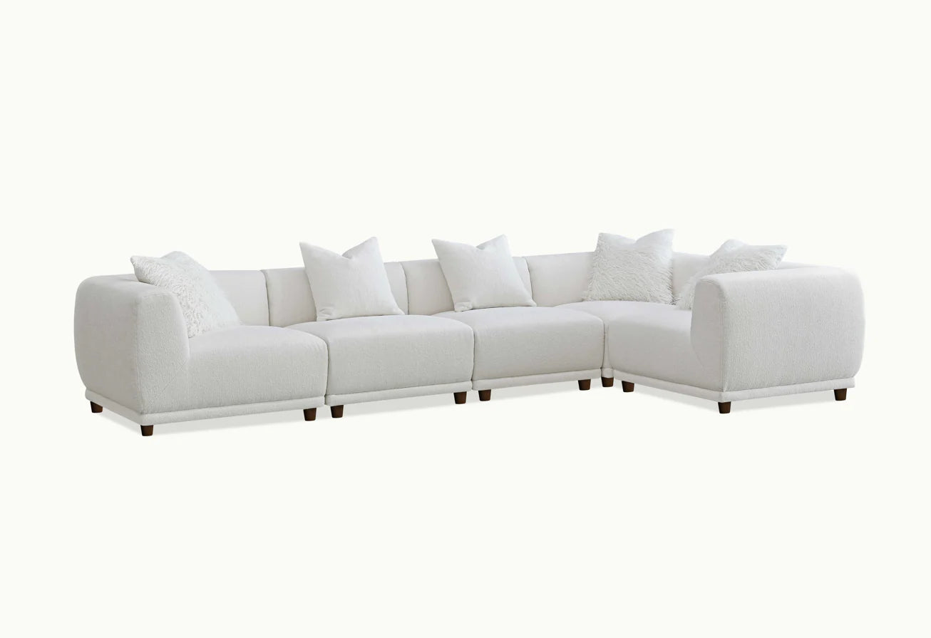 MNS Aluxo Lottie 5pc Modular Corner Sofa in Polar Boucle - L Shape Sofa - Customisable Layout