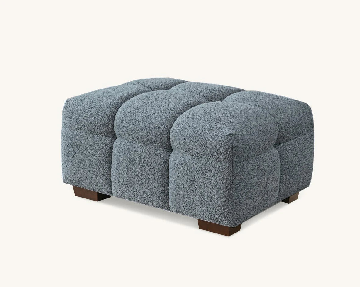 MNS Aluxo Tribeca Corner Sofa in Iron Boucle Fabric With Matching Footstool