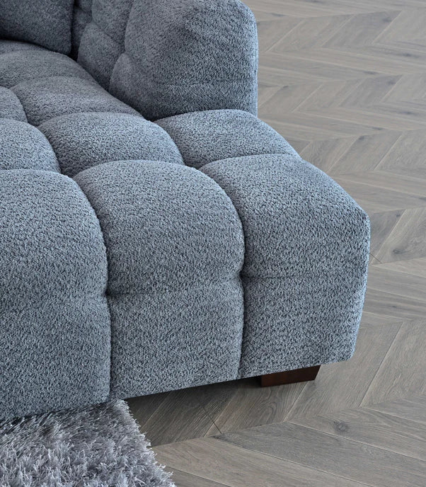 MNS Aluxo Tribeca Corner Sofa in Iron Boucle Fabric With Matching Footstool