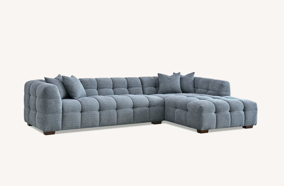 MNS Aluxo Tribeca Corner Sofa in Iron Boucle Fabric With Matching Footstool