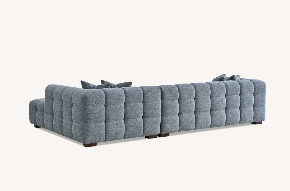 MNS Aluxo Tribeca Corner Sofa in Iron Boucle Fabric With Matching Footstool