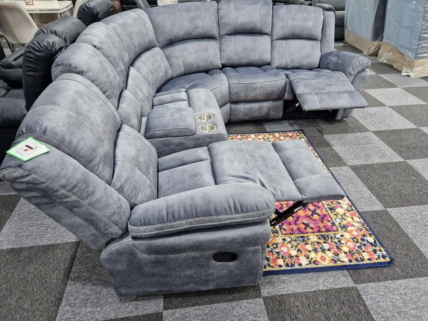 Berlin Fabric Electric Recliner Corner Sofa With Cupholders - USB Charging Ports - Recliner Corner Sofa - Grey