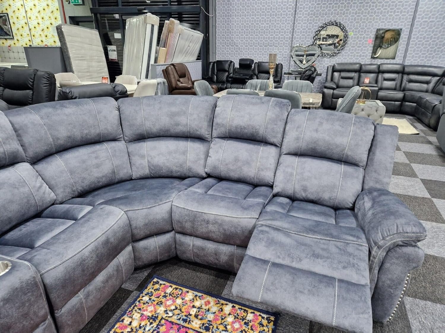 Berlin Fabric Electric Recliner Corner Sofa With Cupholders - USB Charging Ports - Recliner Corner Sofa - Grey