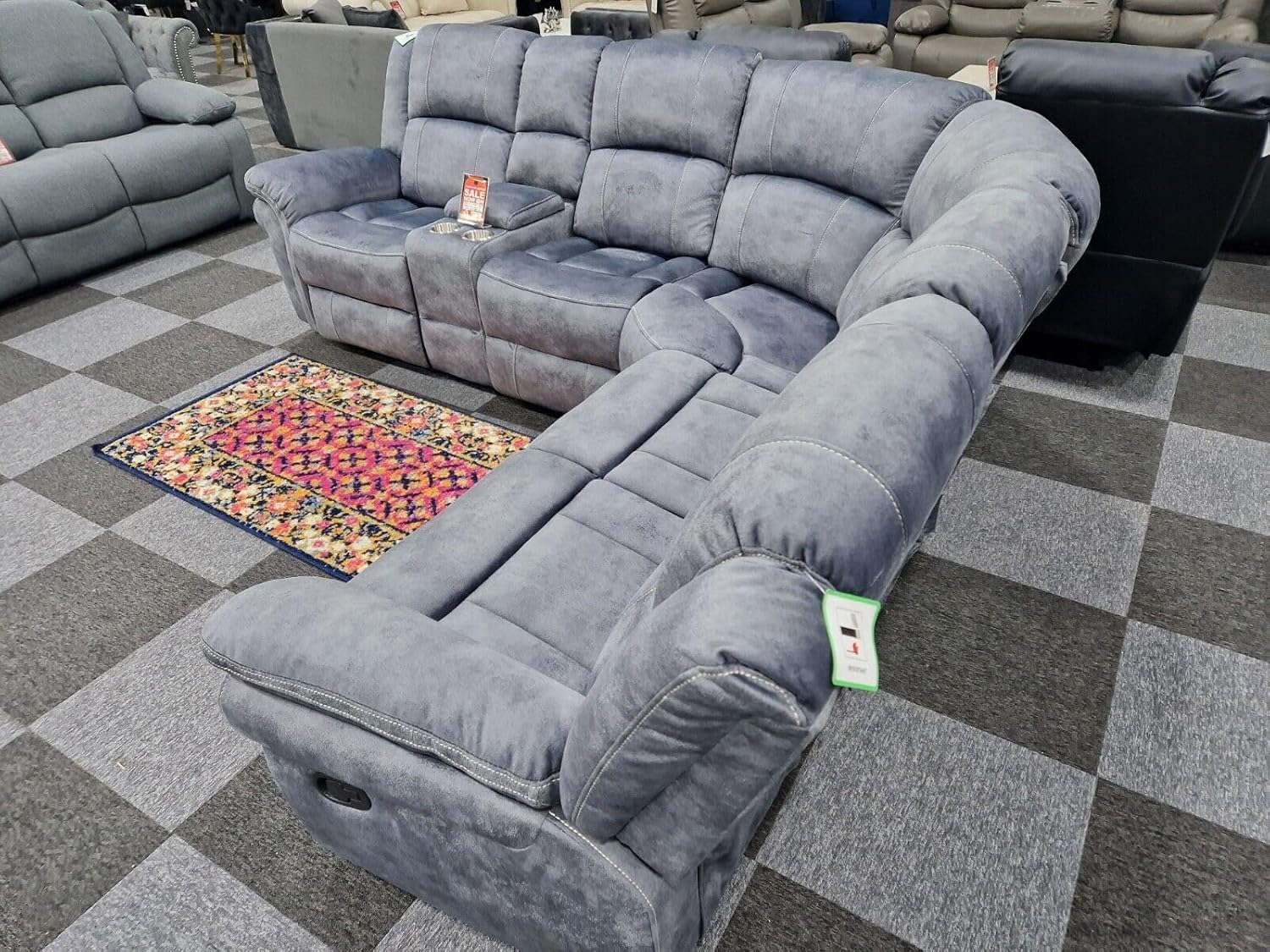 Berlin Fabric Electric Recliner Corner Sofa With Cupholders - USB Charging Ports - Recliner Corner Sofa - Grey