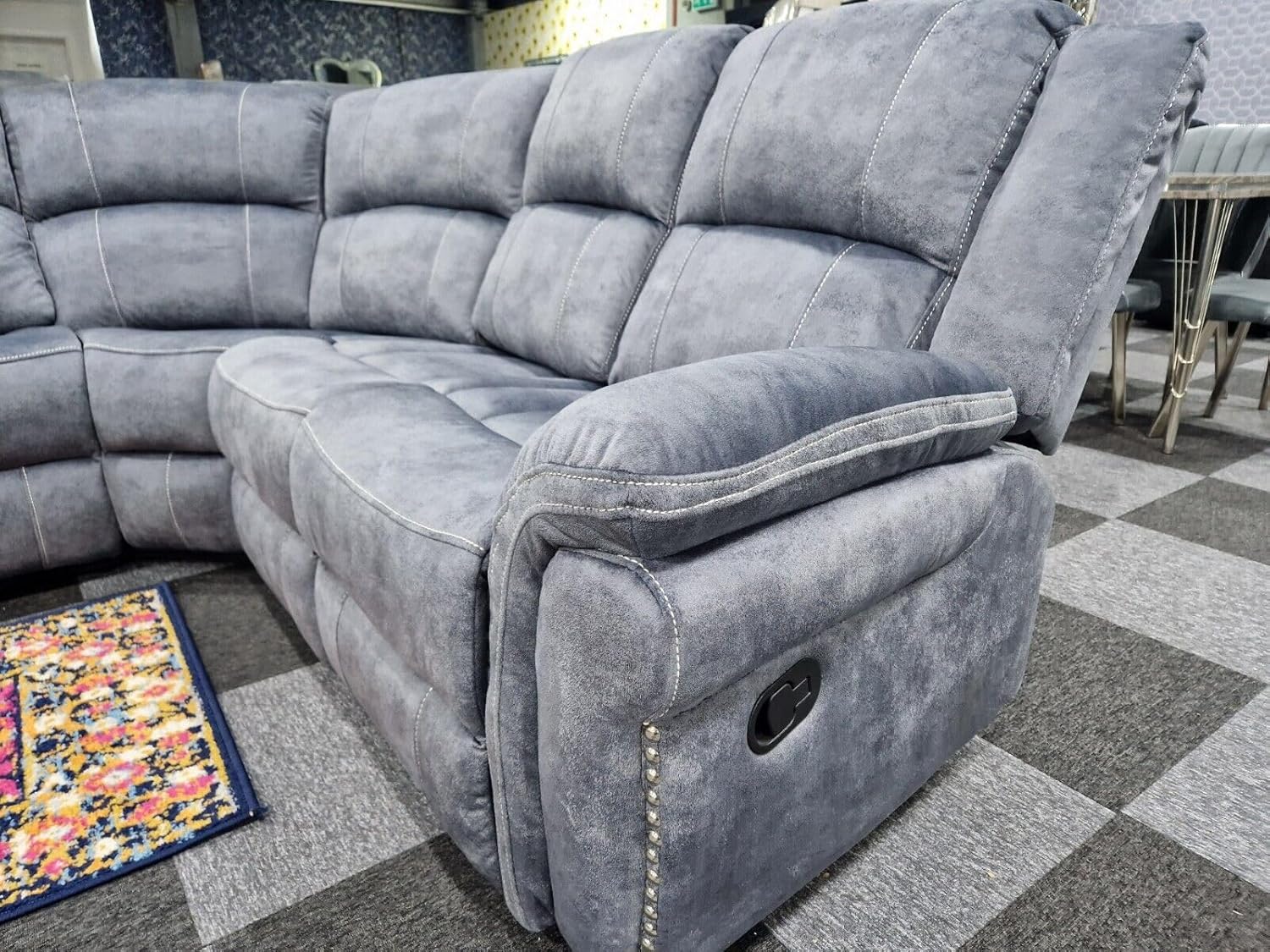 Berlin Fabric Electric Recliner Corner Sofa With Cupholders - USB Charging Ports - Recliner Corner Sofa - Grey