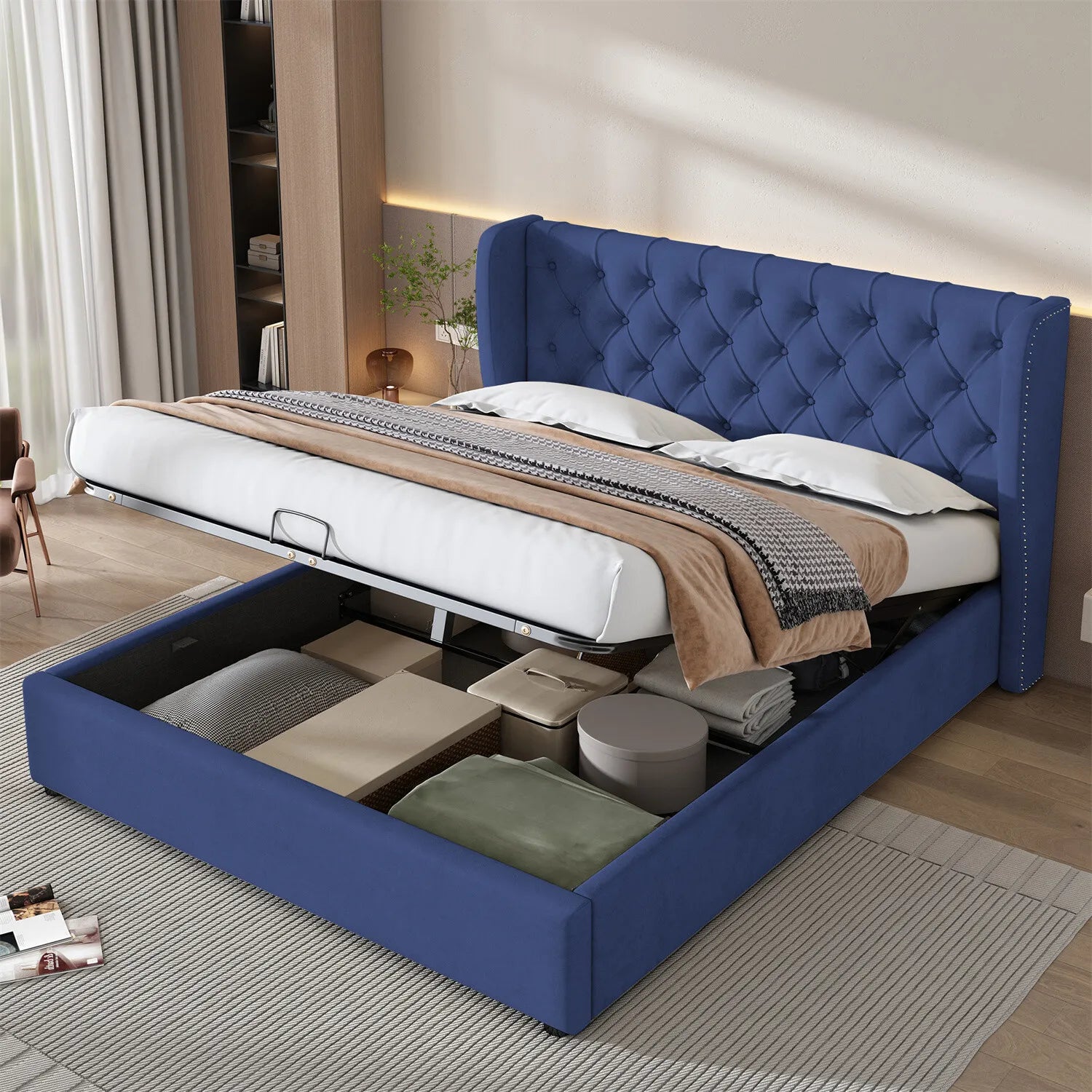 Ottoman Gas Lift Storage Bed