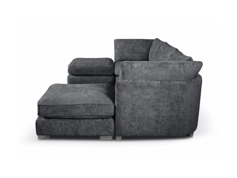 Brixton Fullback Charcoal Black U-Shape Corner Sofa Luxury Chenille Large