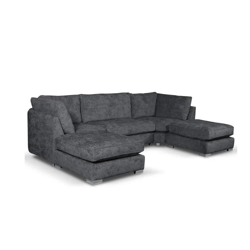 Brixton Fullback Charcoal Black U-Shape Corner Sofa