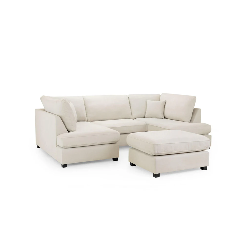 Carnaby Beige U Shape Corner Sofa + Footstool – Buy Now