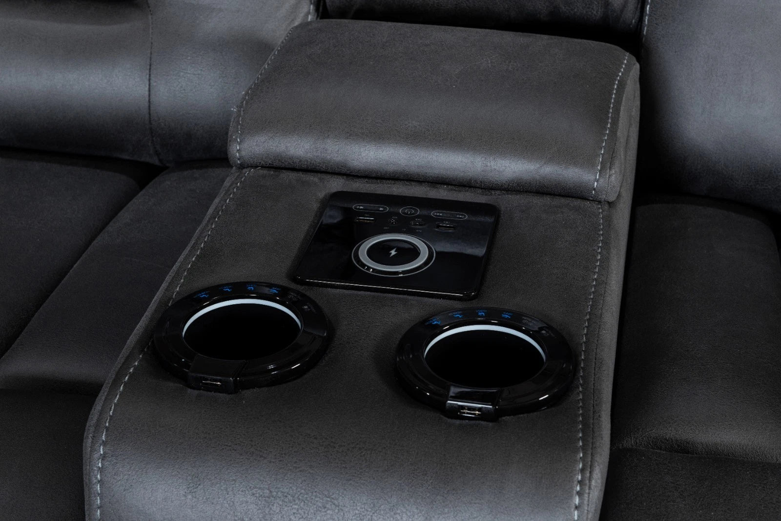 Chelsea Electric Recliner Sofa 3+2+1 Dark Grey, Fabric, USB Ports, H&C cupholder