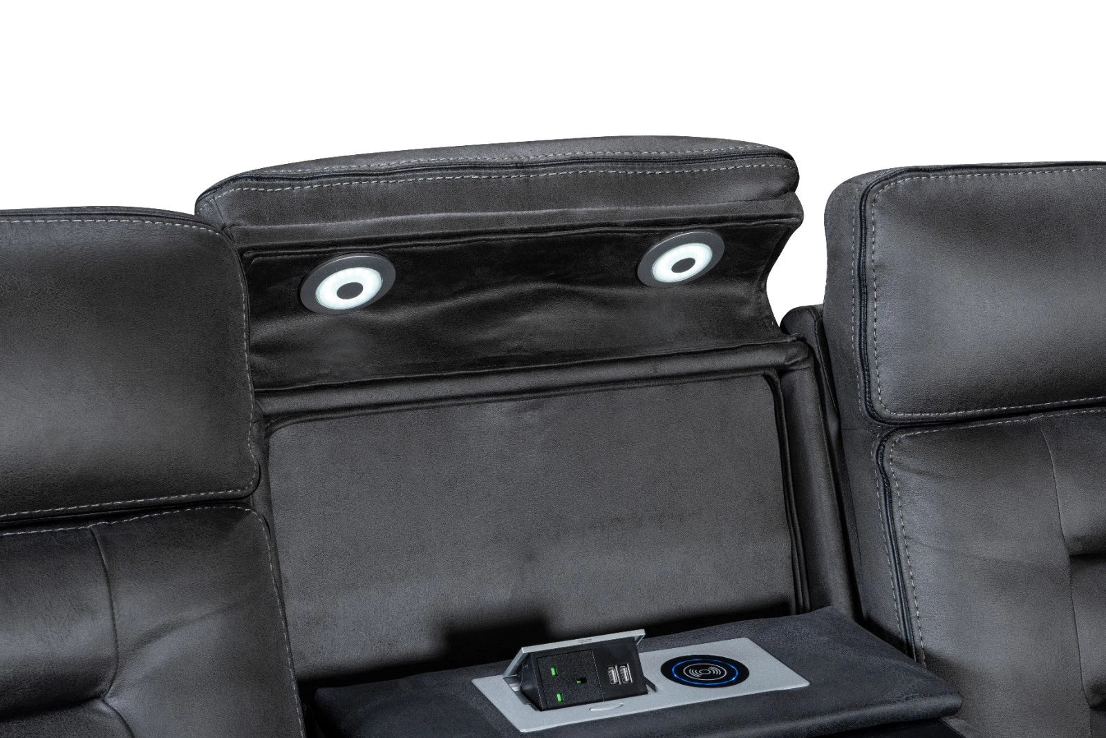 Chelsea Electric Recliner Sofa 3+2+1 Dark Grey, Fabric, USB Ports, H&C cupholder