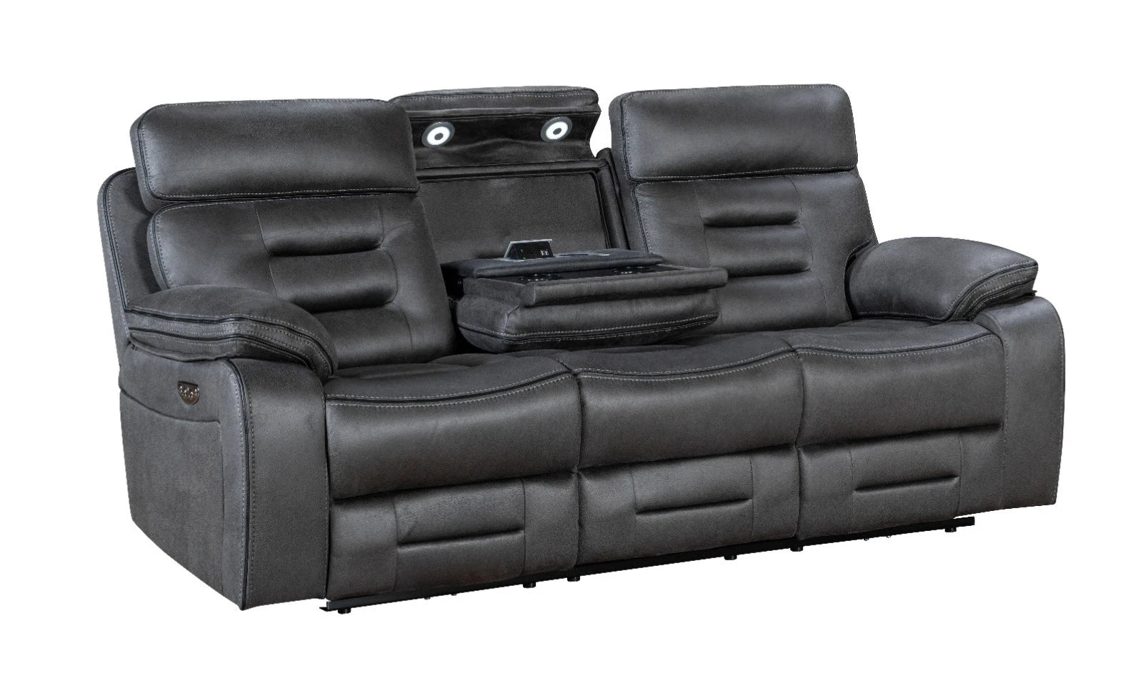 Chelsea Electric Recliner Sofa 3+2+1 Dark Grey, Fabric, USB Ports, H&C cupholder