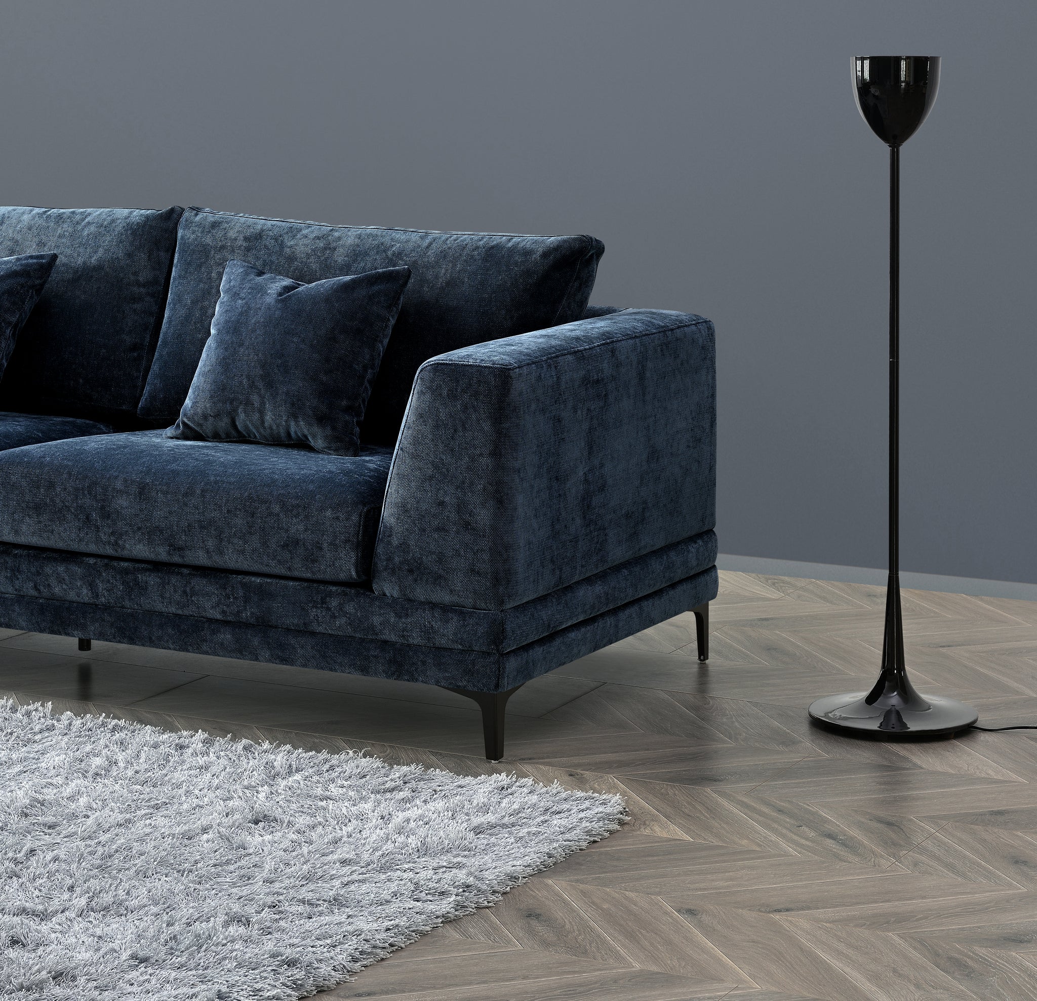 MNS Aluxo Lenox Sofa Range in Aegean Blue Velvet - 3 Seaters & 2 Seaters Sofa