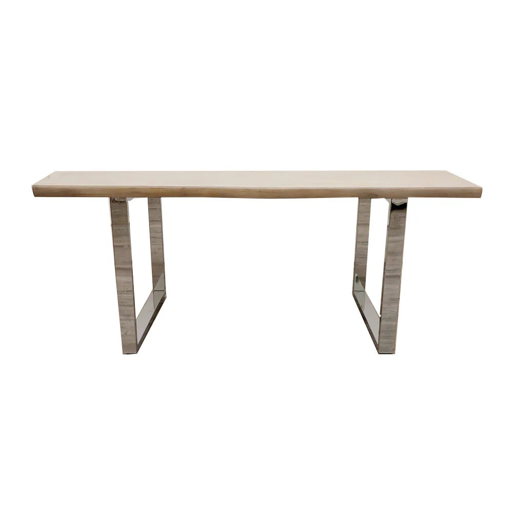 MNS Freya 1.8 Dining Table Solid Light Pine wood with Chrome Metal Legs