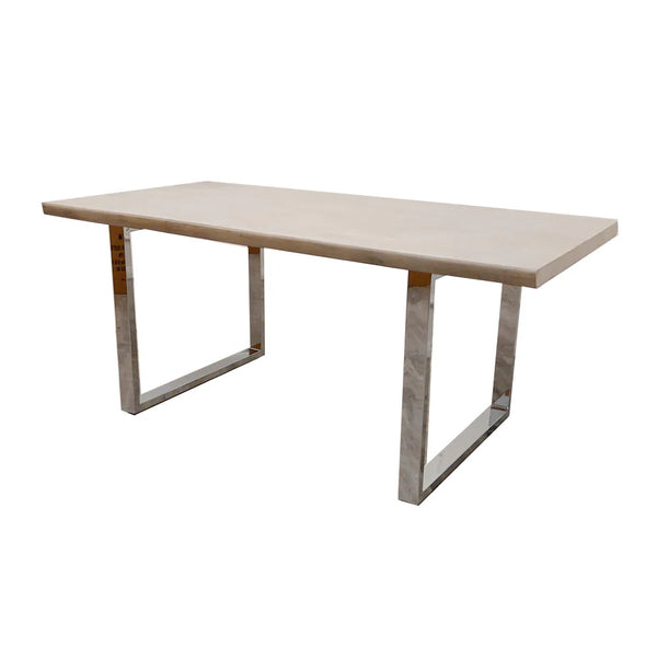 MNS Freya 1.8 Dining Table Solid Light Pine wood with Chrome Metal Legs